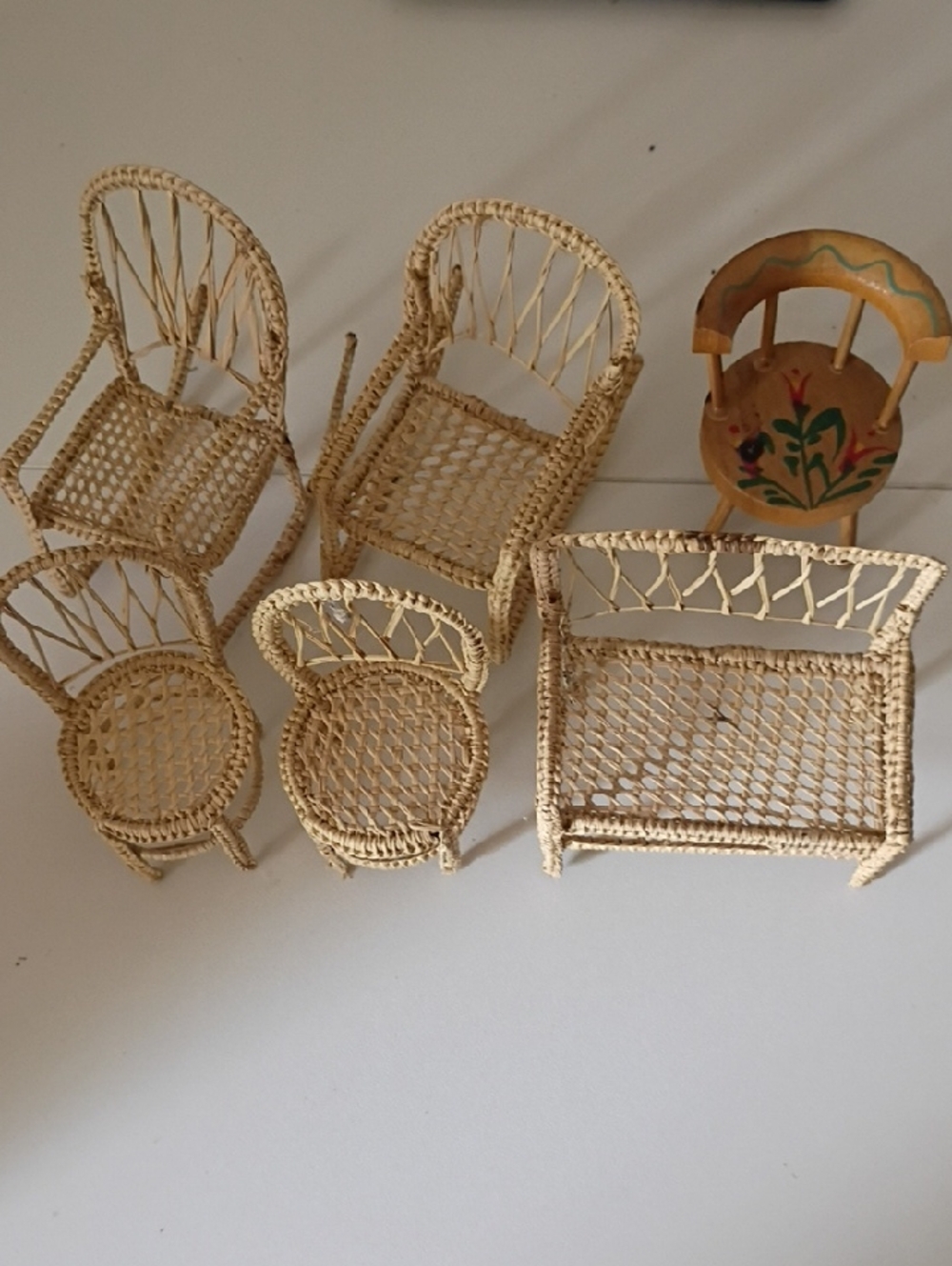 vintage miniature wicker dollhouse furniture sets